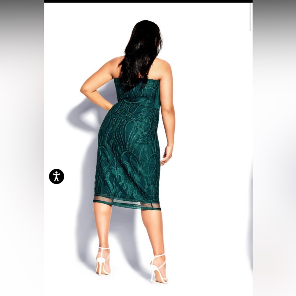 Elegant Green Lace Midi Dress - Picture 2 of 13